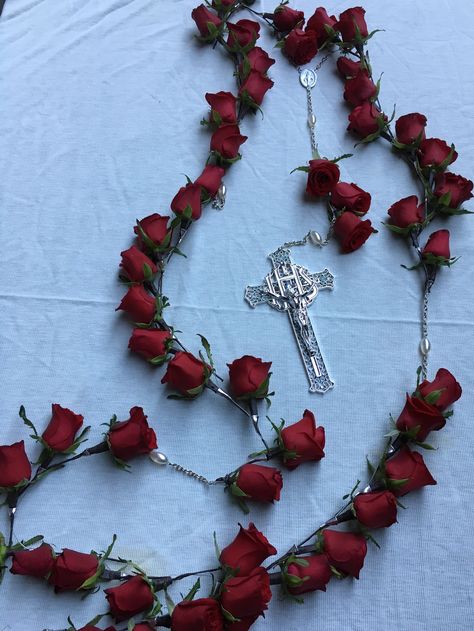 Red rose rosary Rosary, Flower Arrangements, Flowers