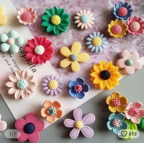 Resin Fridge Magnets, Clay Magnets, Flower Magnets, Flower Resin, Clay Flower, Polymer Clay Flowers, Diy Crafts Hacks, 3d Cartoon, Crafts Hacks