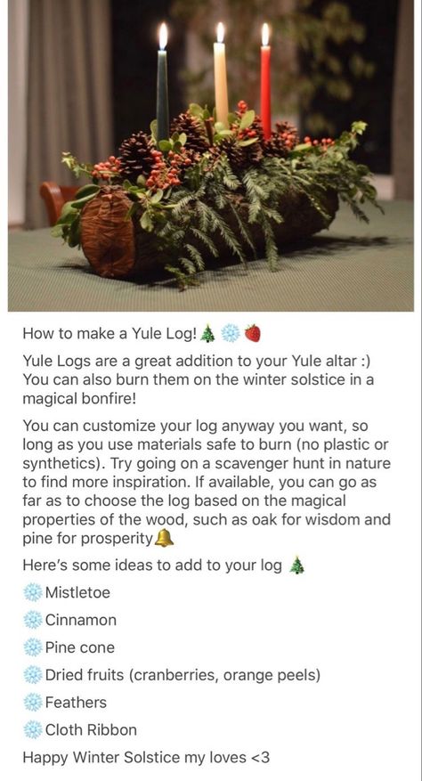 Yule Balls Diy, Yule Log Diy Winter Solstice, Norse Yule Traditions, Yule Ideas Pagan, Norse Pagan Crafts, Winter Solstice Traditions Pagan, Pagan Yule Log, Yule Mantle Decor, Wiccan Yule Decorations