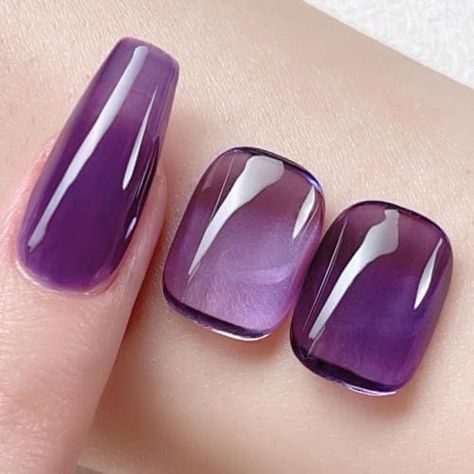 purple jelly gel nail polish Clear Purple Nails, Purple Jelly Nails, Jelly Gel Nail Polish, Purple Manicure, Korean Nail Art, Grape Color, Nails Purple, Purple Nail Polish, Purple Nail Designs