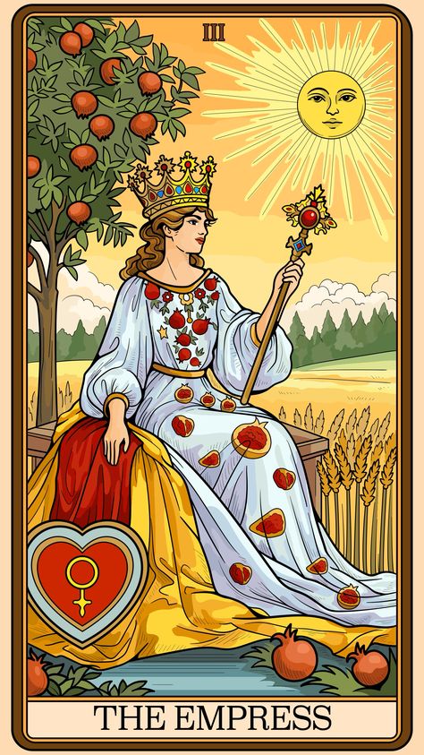 The Empress Tarot Illustration, Tarot Cards Empress, Tarot Cards Wallpaper Iphone, The Empress Tarot Wallpaper, Tarot Cards Aesthetic Wallpaper, The Empress Tarot Card Art, Tarot Cards Wallpaper, Tarot Wallpapers, Tarot Cards Art Illustration