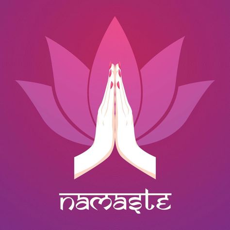 Illustration of karma depicted with Namaste, Indian women's hand greeting posture of namaste with lotus flower vector illustration Lotus Flower Vector, Namaste Hands, Flower Vector Illustration, Flower Vector, Lotus Design, Praying Hands, Hand Logo, Lotus Flower, Namaste