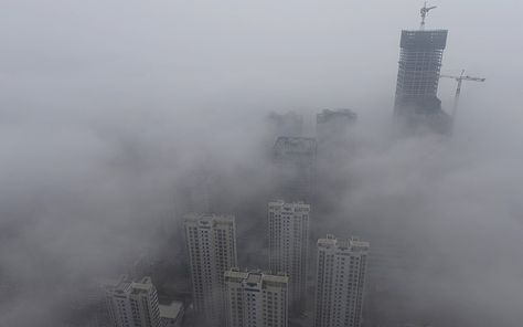 China smog air pollution--dear God, I grew up in Houston TX, but our dirty air never came close to this. The Bund, Cooling Tower, Dirty Air, High Rise Building, Financial District, Tianjin, Air Pollution, Save Earth, Qingdao