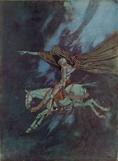 ‘Eldorado’ from Edgar Allan Poe’s “The Bells and Other Poems” (1912) illustrated by Edmund Dulac Kay Nielsen, Golden Age Of Illustration, John Howe, Edmund Dulac, Walter Crane, Toulouse France, French Magazine, Arthur Rackham, Edgar Allen Poe