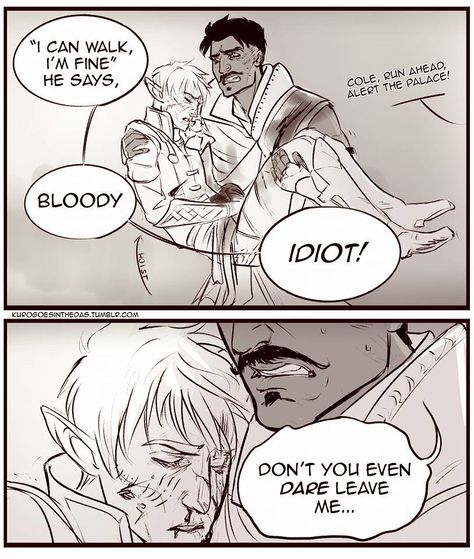 Post-DA: I - Trespasser. Dorian and Inquisitor, post Solas' betrayal and taking his hand. 3/3. << This hurts my heart. :( Dragon Age Dorian, Dragon Age Comics, Dorian Pavus, Dragon Age Memes, Dragon Age Romance, Da Inquisition, 07 Ghost, Dragon Age Characters, Dragon Age 3