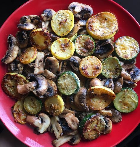 Zucchini Mushroom Potato Recipes, Zucchini And Mushrooms Sauteed, Zucchini And Mushroom Recipes, Zucchini Mushroom Recipes, Mushroom Zucchini Recipe, Roasted Zucchini And Squash, Side Meals, Zucchini And Mushrooms, Zucchini Mushrooms