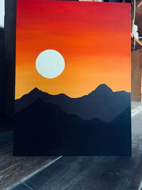 Easy Canvas Painting Ideas Nature, Canvas Painting Nature Easy, Cool Sunset Paintings, Easy Painting Ideas On Canvas Landscapes, 30 X 40 Canvas Painting Ideas, Easy Painting Inspiration Simple, Nature Simple Painting, Easy Canvas Art Sunset, Sunset Aesthetic Painting Easy