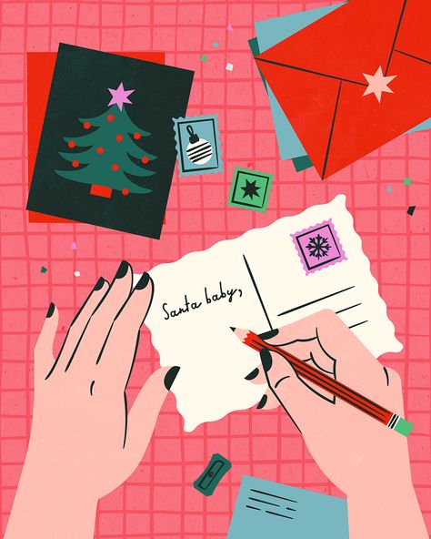 Shelby Warwood, Mail Illustration, Illustrated Holiday Cards, Christmas Graphic Design, Christmas Mail, New Year Illustration, Illustration Christmas, Winter Illustration, Flowers Illustration