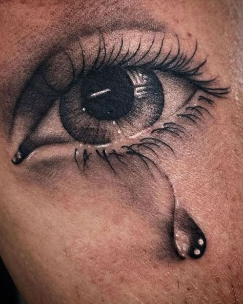 Small Realistic Tattoo, Eye Tattoo Realistic, Under Eye Tattoo, Drop Tattoo, Ojo Tattoo, Eye Tattoo Meaning, Teardrop Tattoo, Realistic Eye Tattoo, Eyeball Tattoo