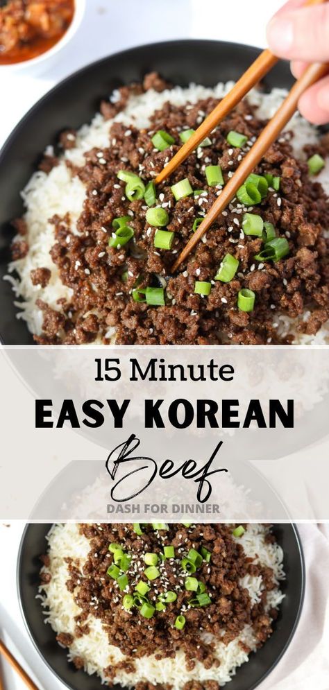 Cheater Korean Beef, Easy Korean Beef Bowl Recipe, Ground Beef Gf Df Recipes, Sweet And Spicy Ground Beef Rice Bowls, Korean Beef Easy, Korean Style Ground Beef, Korea Beef Bowl, Ground Beef Asian Bowl, Easy Korean Beef Bowl