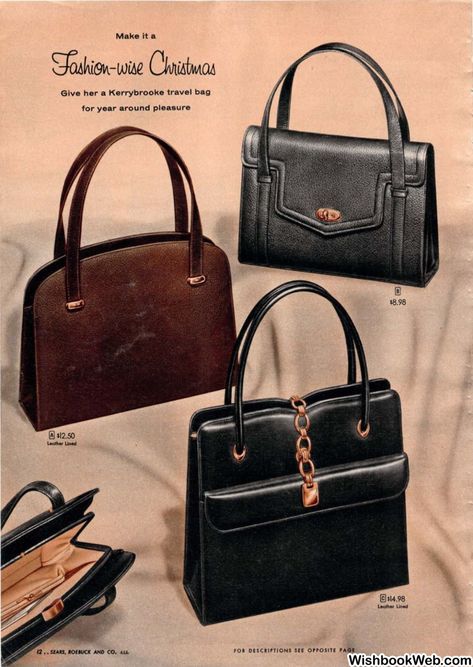 1956 Sears Christmas Book 1950s Handbags, Vintage Bags 1950s, Bag Reference, Luxe Handbags, Novelty Purses, Handbags Vintage, Vintage Handbag, Vintage Purses, Vintage Bag