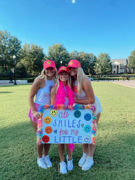 Big Little Captions Instagram, Little Reveal Poster, Big Little Banner Ideas, Twin Big Little Reveal, Big Little Reveal Poster, Big Sis Lil Sis Reveal Ideas Cheer, Big Little Reveal Themes Sorority 2024, Big Little Themes Reveal, Big And Little Reveal Ideas