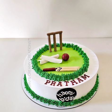 Cricket theme cake . Simple Pretty Cakes Birthday, Cake For Cricket Lovers, Cricket Cakes For Boys, Boy Birthday Cake Design, Cricket Cake Design, Cake Design For Boys, Cricket Birthday Cake, Cricket Theme Cake, Cricket Cake