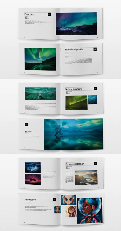 Magazine Layout Design Horizontal, Brochure Picture Layout, Horizontal Page Layout Design, Horizontal Catalog Design, Horizontal Booklet Design, Horizontal Magazine Layout, Landscape Book Design, Horizontal Book Design, Horizontal Brochure Design