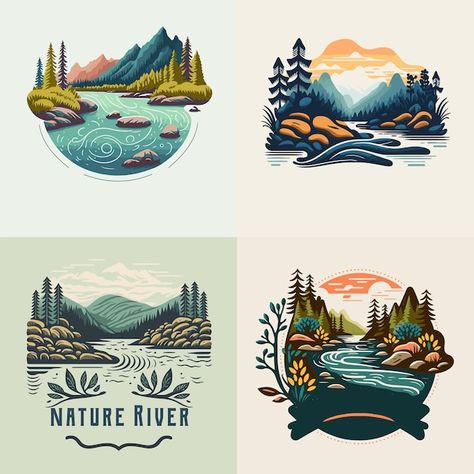 Nature Logo Inspiration, Camping Patches, Pine Logo, Life Logo Design, Musician Logo, Logo Inspiration Nature, Audio Logo, Illustrative Logo, Nature Logos