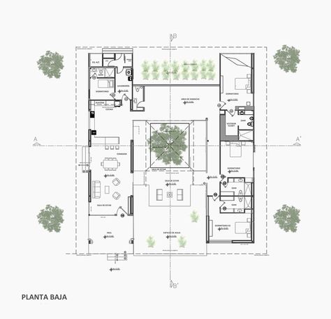 Interior Courtyard House Plans, Chettinad House, Axonometric View, Atrium House, Modern Courtyard, Courtyard House Plans, Courtyard Design, Villa Plan, Courtyard House