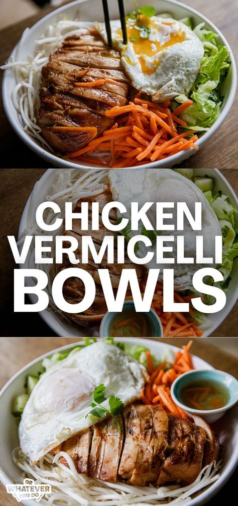 Traeger Chicken Vermicelli Bowls Vermicelli Chicken Recipes, Vermicelli Bowl Recipes, Vermicelli Bowl Sauce, Chicken Vermicelli Bowl, Prime Rib Recipe Easy, Japanese Bbq Sauce, Vermicelli Bowl, Traeger Chicken, Chicken Vermicelli