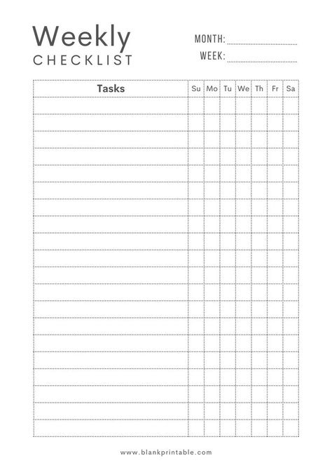 Free Downloadable and Printable Weekly Checklist (To-Do List) Template Weekly Checklist Template, Daily Checklist Template, Binder Organization Ideas, Weekly Work Planner, Weekly Planner Printable Templates, Routine Weekly, Free Weekly Planner, Weekly Checklist, Weekly Activities