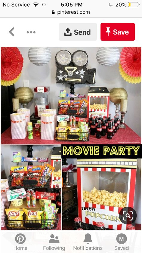 Movie Theater Themed Party, Theater Themed Party, Movie Night Birthday Party Ideas, Night Themed Party, Movie Night Party Decorations, Movie Party Decorations, Movie Night Party Ideas, Night Party Ideas, Movie Night Birthday