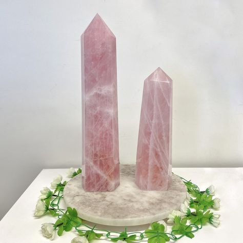 𝗥𝗼𝘀𝗲 𝗤𝘂𝗮𝗿𝘁𝘇 𝗧𝗼𝘄𝗲𝗿𝘀 💖 Elevate the love in your surroundings with our captivating Rose Quartz Towers! With their soft pink hues and elegant pointed shape, these crystal towers emanate a gentle and nurturing energy, promoting self-love, compassion, and emotional healing. #rosequartz #crystalhealing #crystaltowers #crystalenergy #crystals Crystal Towers, Wholesale Crystals, Energy Crystals, Emotional Healing, Soft Pink, Crystal Healing, Rose Quartz, Showroom, Self Love