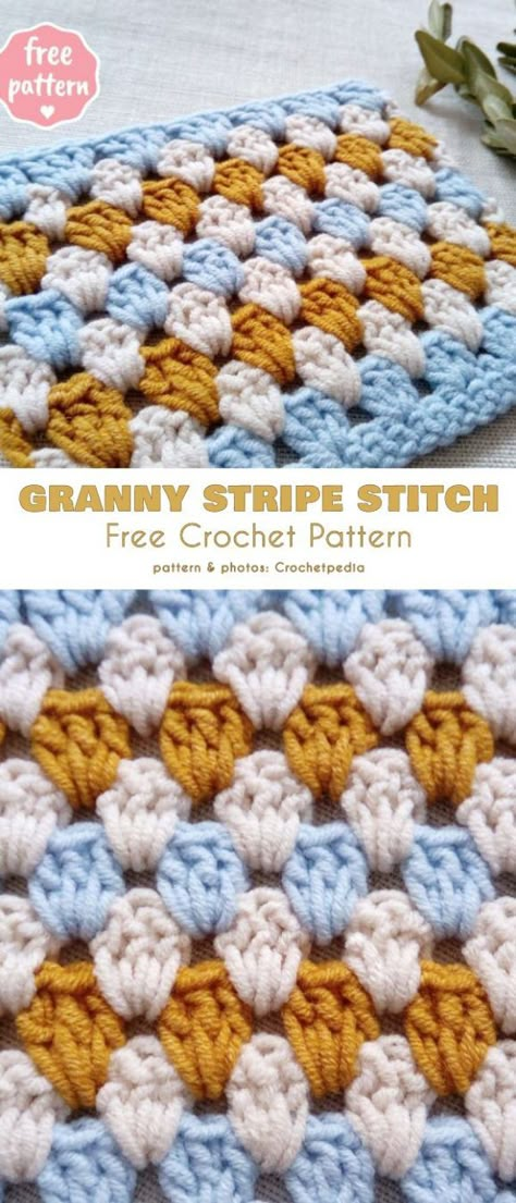 Granny Stripe Pattern, Granny Shell Crochet Pattern, Crochet Granny Stripe Blanket Pattern, Free Granny Stitch Crochet Pattern, Granny Stripes Crochet Pattern, Granny Crochet Stitch, Granny Stripe Crochet Pattern Free, Different Types Of Crochet Stitches, Basic Granny Square Crochet Pattern Free