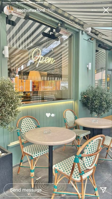 Sage Green Theme, Coffee Shop Architecture, Shop Architecture, Cafe Exterior, Green Cafe, Bakery Design Interior, Cafe Concept, Cafe Shop Design, Coffee Shops Interior