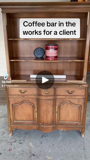 26K views · 107 reactions | This cabinet is in the works of becoming a coffee bar for a client #custom #woodworking #wood #tools #behr #coffeebar #coffeeaddict #furnitureflip #furnituremakeover #furniture #paintedfurniture #beforeandafter #repurpose #repurposedfurniture #diy | Rosie's Rustics | Rosie's Rustics · Original audio Entertainment Center To Coffee Bar, Diy Coffee Bar Cabinet, Coffee Nook In Kitchen, Coffee Cup Display Ideas, Farmhouse Coffee Bar Ideas, Built In Coffee Bar, Coffee Bar Table, Small Coffee Bar, Coffee Cabinet