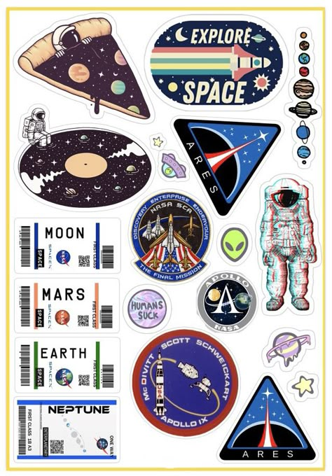 Nasa Stickers Printable, Planet Stickers Printable, Space Stickers Printable, Space Stickers Planets, Nasa Stickers, Space Scrapbook, Universe Stickers, Phone Cover Stickers, Space Stickers