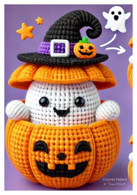 Jackolantern Crochet Pattern, Free Thanksgiving Crochet Patterns, Halloween Dolls Diy, Free Halloween Crochet Patterns, Crochet Halloween Patterns Free, Ghost Doll, Crochet Fall Decor, Knitting Patterns Free Dog, Crochet Blanket Stitch Pattern