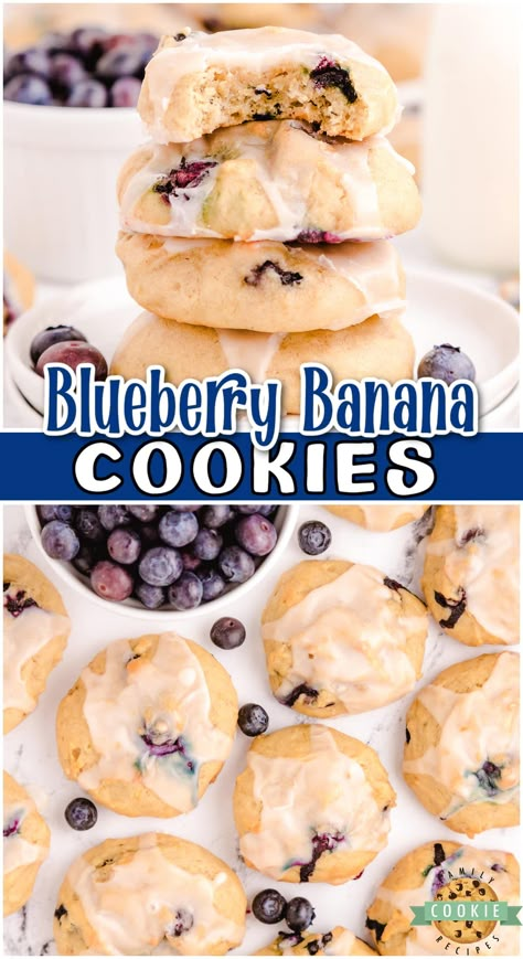 Blueberry Muffin Tops, Cookies Blueberry, Frozen Banana Recipes, Blueberry Muffin Topping, Blueberry Cookies Recipes, Ripe Banana Recipe, Blueberry Cookies, Muffin Tops, Banana Cookies