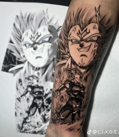 Majin Tattoo, Shen Long Tattoo, Dbz Tattoo, Character Tattoos, Z Tattoo, Band Tattoos, Realistic Tattoo Sleeve, Dragon Ball Tattoo, Men Tattoos Arm Sleeve