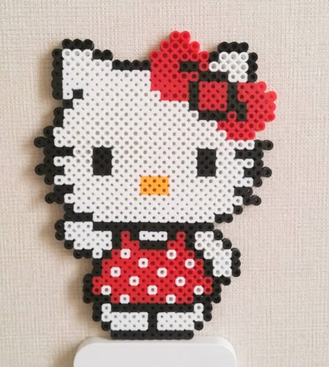 Hello Kitty perler beads by joyeuny Hello Kitty Template, Kitty Template, Kitty Perler Beads, Hello Kitty Perler Beads, Pearl Beads Pattern, Easy Perler Beads Ideas, Hama Beads Design, Perler Crafts, Diy Perler Bead Crafts