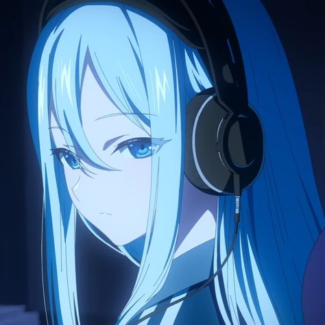 L Icon, Kanade Yoisaki, Vocaloid Characters, Blue Anime, Art Icon, Project Sekai, الرسومات اللطيفة, White Hair, Listening To Music