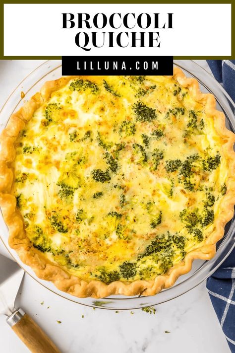 This cheesy broccoli quiche is savory, filling, and flavorful for a quick and easy semi-homemade breakfast or brunch idea! #broccoliquiche #quiche #breakfast #brunch #broccoli Broccoli Cheddar Quiche Recipes, Quiche Broccoli Cheese, Broccoli Breakfast Casserole, Broccoli And Cheese Quiche, Broccoli Cheese Quiche, Quiche Breakfast, Broccoli Quiche Recipes, Broccoli Cheddar Quiche, Bacon And Cheese Quiche