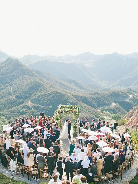 Malibu, California offers vast views of endless mountainside for a beautiful wedding ceremony destination. Malibu Rocky Oaks Wedding, Mountain Destination Wedding, Mountain View Weddings, Wedding Locations California, Destination Wedding Cost, Malibu Rocky Oaks, Mountain Top Wedding, Southern California Wedding Venues, Mountain Destinations