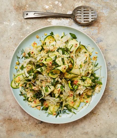 Salad, starter or side: Yotam Ottolenghi's courgette recipes | Food | The Guardian Fennel And Zucchini Recipes, Ottolenghi Salad, Salad Starter, Courgette Salad, Courgette Recipes, Otto Lenghi, Grilled Courgette, Salad Add Ins, Yotam Ottolenghi Recipes