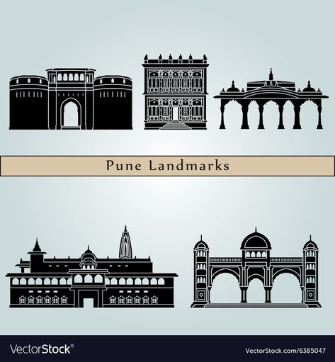 City Skyline Silhouette, Decoration For Ganpati, City Icon, Landmarks Art, City Silhouette, Wedding Invitation Video, City Illustration, Stencil Patterns, Pune