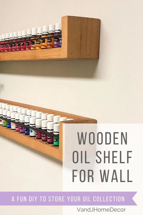 We created this design with the essential oil enthusiast in mind. The shelves mount to the wall with no visible hardware or screws for a clean, modern look that will become the centerpiece of your room. We offer the shelves in 2 different lengths - 25 inches and 15 inches. Each item is handmade with real hardwood from our local lumberyard. Create a home for your essential oils with these easy and unique DIY essential oil shelves. This DIY is great for all skill levels. Wall Storage Diy, Shelf For Wall, Tattoo Station, Oil Shelf, Essential Oil Shelf, Herbal Oils, Essential Oil Holder, Essential Oil Storage, Wall Wood