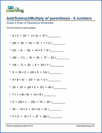 Grade 4 Order of Operations Worksheet Bodmas Worksheets, Order Of Operations Worksheet, Pemdas Worksheets, Grade 5 Math Worksheets, Reto Mental, Grade 5 Math, Integers Worksheet, 5th Grade Worksheets, Free Worksheets For Kids