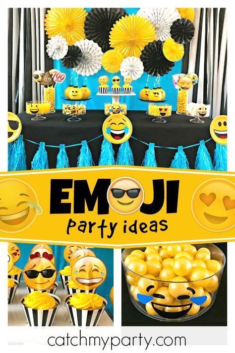 Check out this cool Emoji birthday party! The emoji cupcakes are awesome!! See more party ideas and share yours at CatchMyParty.com #catchmyparty #partyideas #emojiparty #emojis #girlbirthdayparty #instagram #facobook #socialmedia Emoji Party Decorations, Party Emoji, Emoji Cupcakes, Emoji Cake, Emoji Birthday Party, Cool Emoji, Kids Themed Birthday Parties, Emoji Party, Emoji Birthday