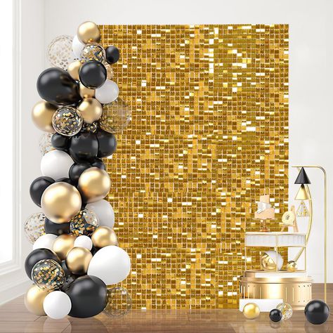 PRICES MAY VARY. 🎉PACKAGE INCLUDES: Each box included 18 pieces 12"x12" per individual shimmer panels. Including assembled materials(Zip Ties,Wall Hooks,Gloves,Manual and Replacement Sequins).So you needn't buy them separately again. 18pcs can cover 6x3ft place. More boxs will cover a larger area and have a fuller look. Pls noted: Backdrop Stand (Not Included). 👏Shimmer Wall Backdrop Decor: Our sequin panels are durable, best idea for sequin backdrop. Perfect for Birthday, Wedding, Engagement, Gold Backdrop Ideas, Background For Birthday, Backdrop Panels, Handmade Halloween Decorations, Shimmer Wall Backdrop, Wedding Anniversary Party Decorations, Wooden Living Room, Anniversary Party Decorations, Backdrop Decor