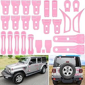 I love these so much. Super easy to put on. Put on in maybe 30 mins - 2022 Jeep 4xe Sahara Jeep Wrangler Girly, Jeep Life Decal, Window Hinges, Pink Jeep, Pink Truck, Cool Car Accessories, Wrangler Accessories, Exterior Decoration, Dream Cars Jeep