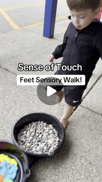 Preschool Vibes on Instagram: "To explore our sense of touch, we're having a fun and interactive **feet sensory walk**! 👣 Students take off their own shoes, place their socks inside them, and line them up neatly—a great exercise in following directions and self-help skills. Then, they walk through bins filled with various materials like rocks, sand, beans, rice, Play-Doh, and more. This activity allows them to feel different textures under their feet, enhancing their sensory awareness. After the walk, they independently put their shoes back on. The kids have so much fun exploring and learning through this tactile experience!" Sense Of Touch Activities Preschool, Daycare Job, Tactile Sensory Activities, Preschool 5 Senses, Sensory Walk, Preschool Vibes, I Teach Tiny Humans, Shoes Place, Play Doh Activities