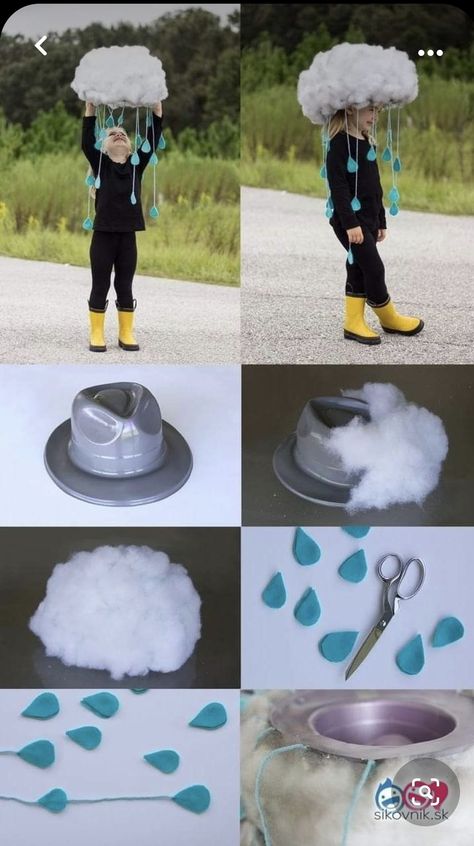 Rain Cloud Costume, Cloud Costume, Crazy Hat Day, Cheap Halloween Costumes, Diy Costumes Kids, Hat Day, Easter Hairstyles For Kids, Wacky Hair Days, Crazy Hats