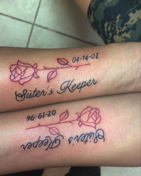 Tattoos That Symbolize Sisters, Black Sister Tattoos Matching, Sister Arm Tattoos, Matching Sister Thigh Tattoos, Big Sister Lil Sister Tattoos, Unique Tattoos For Sisters, Older And Younger Sister Tattoos, Small Matching Tattoos For Sisters Meaningful, Matching Wrist Tattoos Sisters