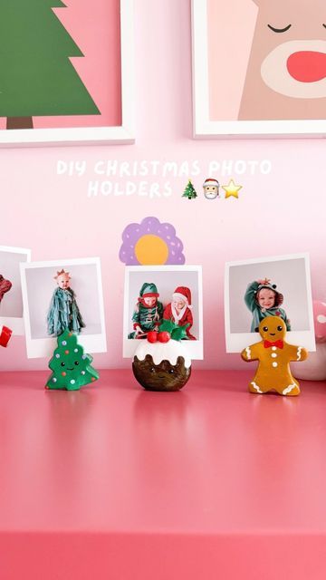 Lydia Rowley on Instagram: "⭐️🎅🏻🎄 DIY PHOTO STANDS 🎄🎅🏻⭐️ • The cutest way to display your favourite festive photos. And a reminder to print photos out - don’t just keep them on your phone!! • I used air dry clay, finished with acrylic paint and gloss varnish! ✨ • • • • • #photoframes #clayartist #clayvase #diyphotoframe #claysculpture #claylove #recycleandplay #recyclemeplay #recycledhome #upcycledart #diygirl #sustainablecraft #zerowastelifestyle #christmascrafts #christmascheer #diychristmas #diychristmas" Diy Photo Holder Stand, Clay Photo Holder Diy, Air Dry Clay Phone Holder, Air Dry Clay Photo Holder, Clay Photo Stand, Christmas Air Dry Clay, Clay Photo Holder, Diy Photo Holder, Diy Christmas Photo