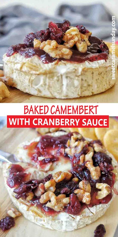 Baked Camembert Recipe, Camembert Recipes, Sauce Video, Baked Camembert, Cranberry Cheese, Baked Cheese, Xmas Food, Easy Appetizer Recipes, Cranberry Sauce