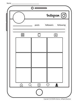 Instagram Template- Social Media Template- No Prep! Printable and Digital😁#InstagramStoryTemplates #FreeDesignResources #SocialMediaTemplates #CreativeContentIdeas #PinterestInspiration Social Media Profile Template, Twitter Template, Social Media List, Snapchat Template, Phone Template, Social Media Drawings, Facebook Templates, Choice Boards, App Template