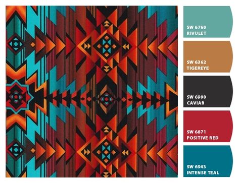 Native American Colors Scheme, Southwest Blue Paint Colors, Rv Color Palette, Western House Color Schemes, Western Color Palette Southwestern Style, Navajo Color Palette, Cowboy Color Palette, Native American Color Palette, Santa Fe Color Palette