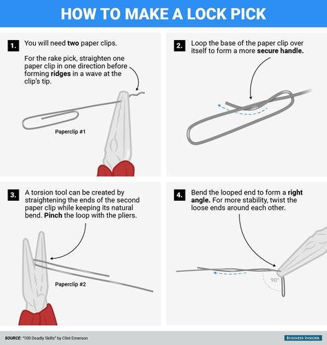 How To Pick Locks, Pick Locks, Diy Lock, Lock Picking Tools, Lock Picking, Lock Pick, Survival Hacks, Survival Stuff, Survival Life Hacks